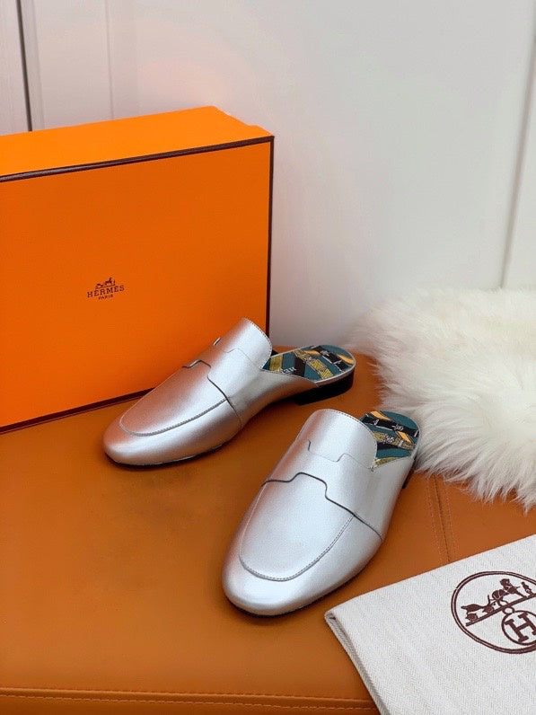 Hermès Black Loafer Flats - Front View
