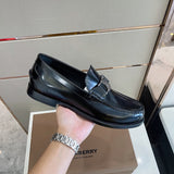 Burberry Black Block Heel Pumps - Heel Detail View