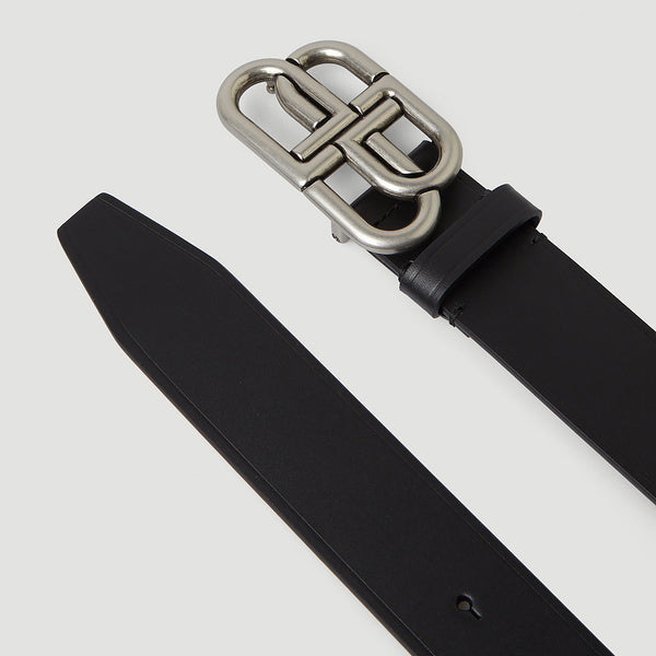 Close-up of Balenciaga belts hardware and fine stitching