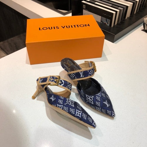 Louis Vuitton Camel Platform Heels - Back View