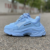 Balenciaga Grey Chunky Platform Sneakers - Angled View