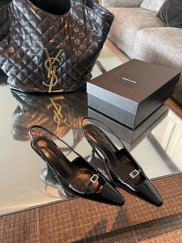 Close-up of Saint Laurent shoes craftsmanship