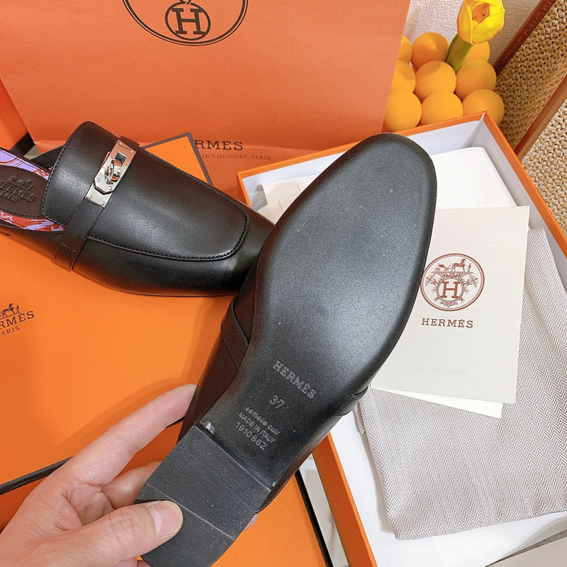 Hermes shoes Style 354 - front view, timeless elegant design (alternate angle)