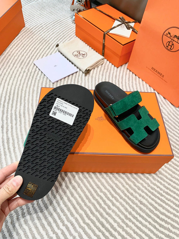Hermès Grey Flat Thong Sandals - Back View
