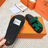 Hermès Grey Flat Thong Sandals - Back View