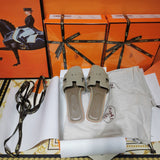 Hermès Tan Block Heel Sandals - Toe Detail View