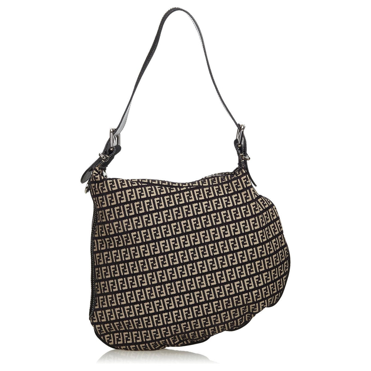 Fendi Bags? Fendi Zucchino Canvas Oyster Bag Black Grey Premium Designer Shoulder Bag