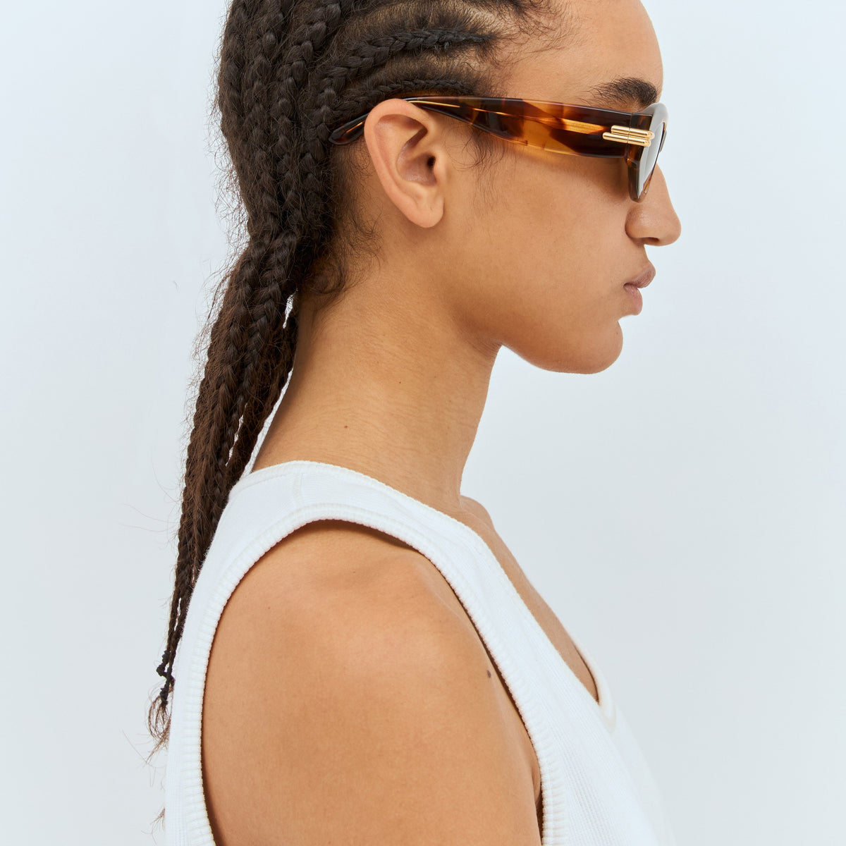 Bottega Veneta premium sunglasses detail and craftsmanship close-up