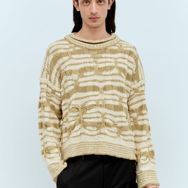 Bottega Veneta Sweaters? Bottega Veneta Men Distorted Stripe Knit Sweater Premium Casual Designer Knitwear
