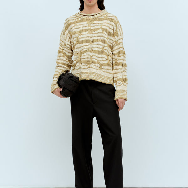 Bottega Veneta Sweaters? Bottega Veneta Men Distorted Stripe Knit Sweater Premium Casual Designer Knitwear