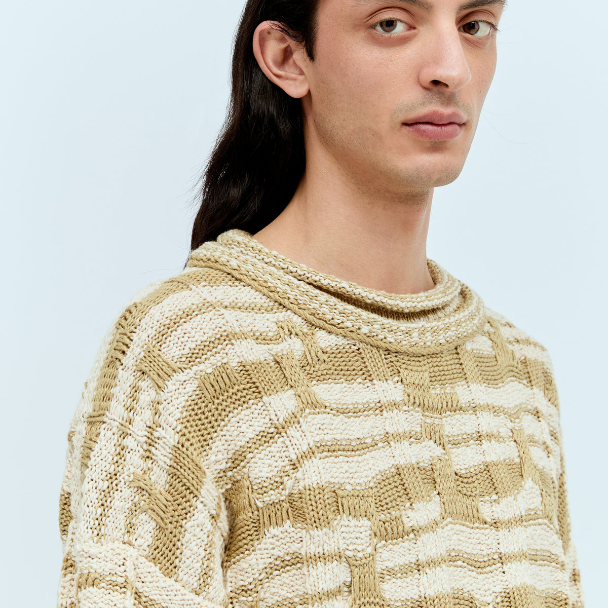 Bottega Veneta Sweaters? Bottega Veneta Men Distorted Stripe Knit Sweater Premium Casual Designer Knitwear