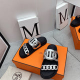 Hermès Grey Classic Ballet Flats - Full Silhouette View