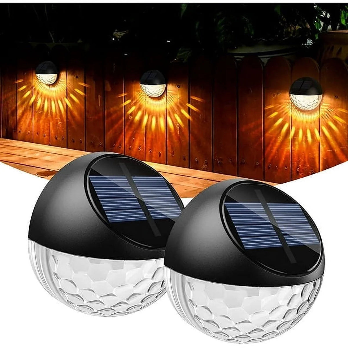 Solar Fence Lights -2 Pack