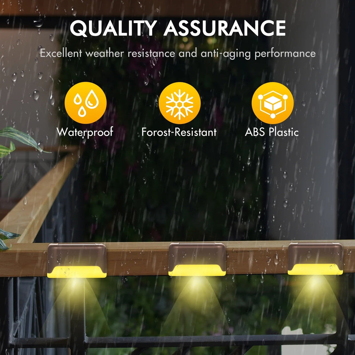 8PCS Outdoor Solar Deck Lights, Waterproof Solar Step Lights