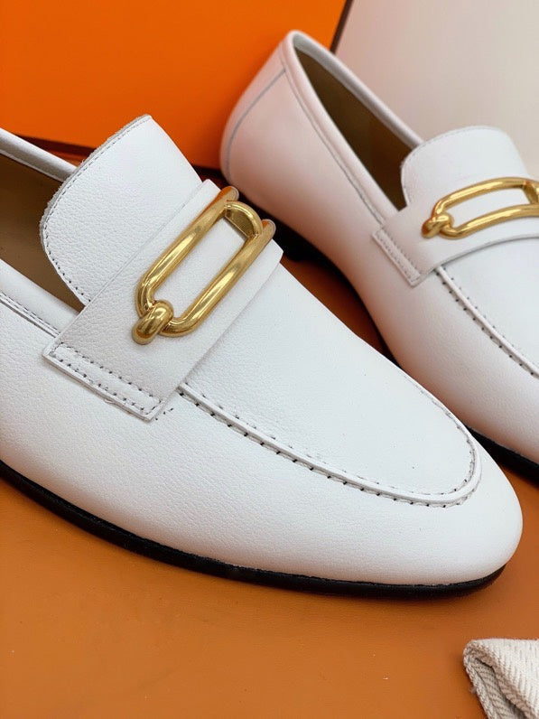 Hermès Chocolate Brown Classic Ballet Flats - Angled View