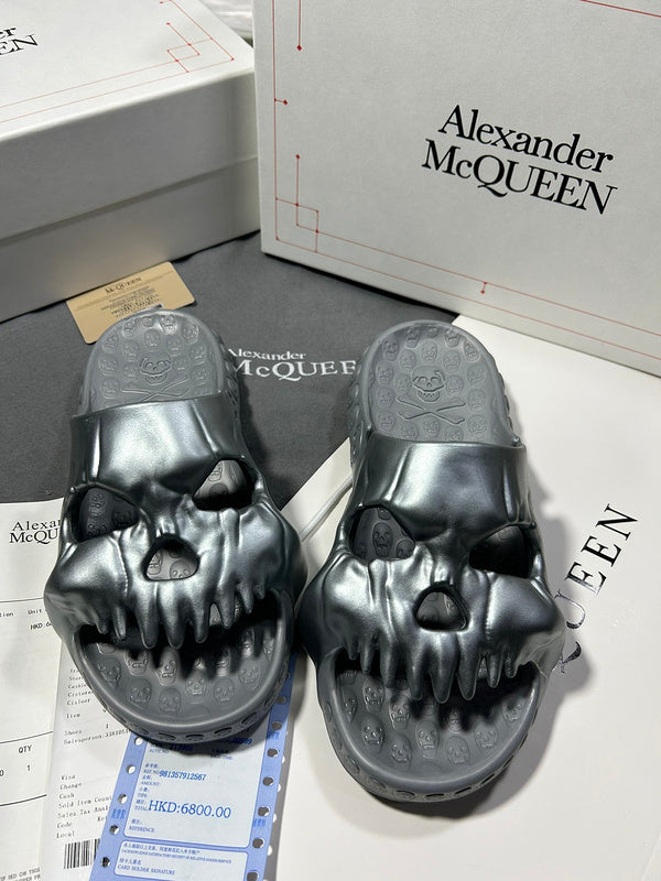 Alexander McQueen Chocolate Brown Bow-Detail Flats - Front View