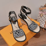 Louis Vuitton Burgundy Platform Heels - Studio Shot