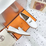 Hermès Beige Espadrille Wedge Sandals - Heel Detail View