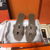 Hermès Grey Crisscross Strap Sandals - Toe Detail View