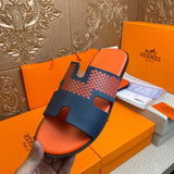 Hermès Red Loafer Flats - Angled View