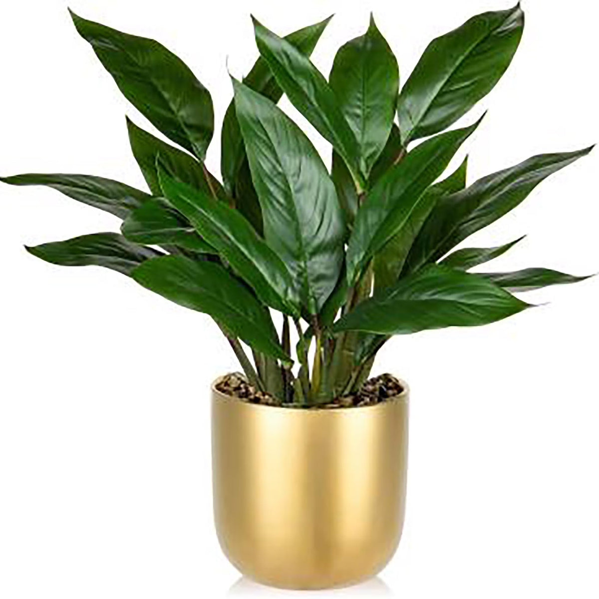 17'' Artificial Potted Plants Fake Greenery Cast Iron Plant Indoor Realistic Faux Plants