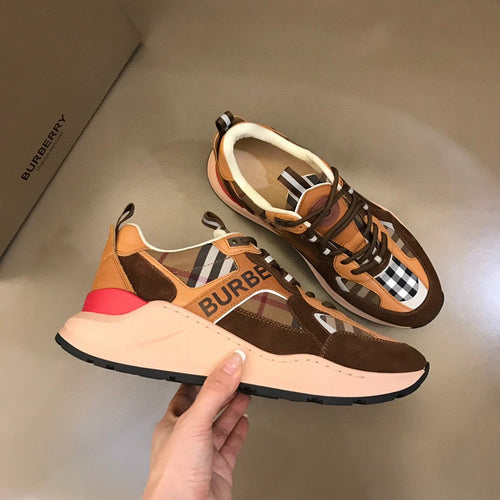 Burberry shoes Style 048 - front view, classic monogram styling