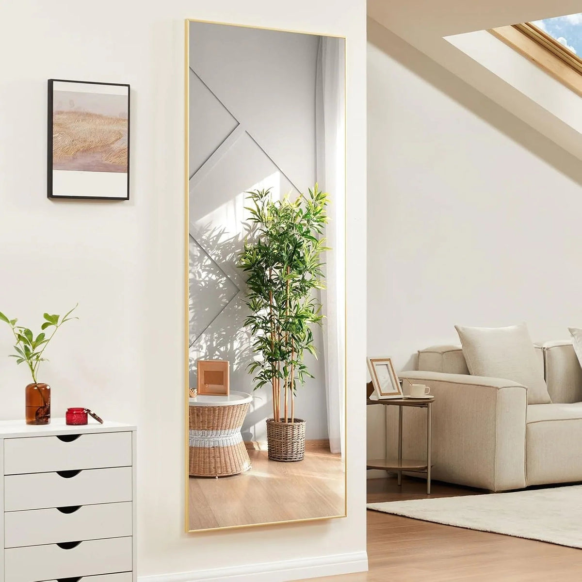 Full Length Mirror with Stand, Floor Mirror with Frame