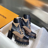 Louis Vuitton Tan Combat Boots - Heel Detail View