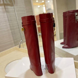 Givenchy Burgundy Bow-Detail Flats - Side Profile View