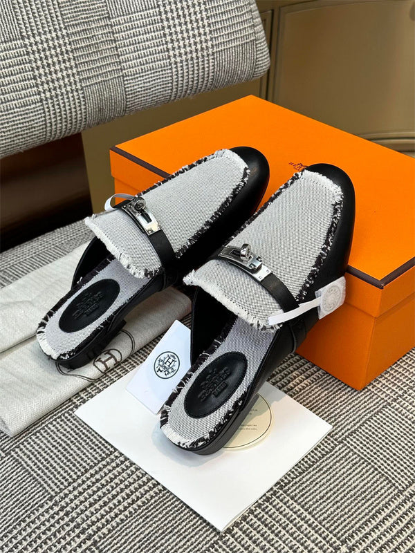 Hermès Grey Combat Boots - Full Silhouette View