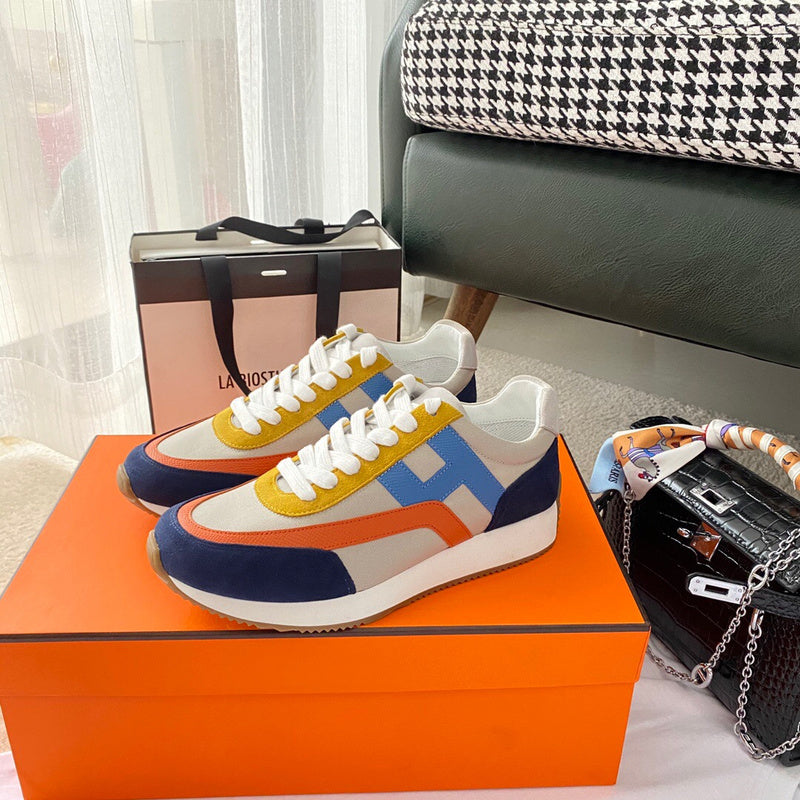 Hermès White Chunky Platform Sneakers - Front View