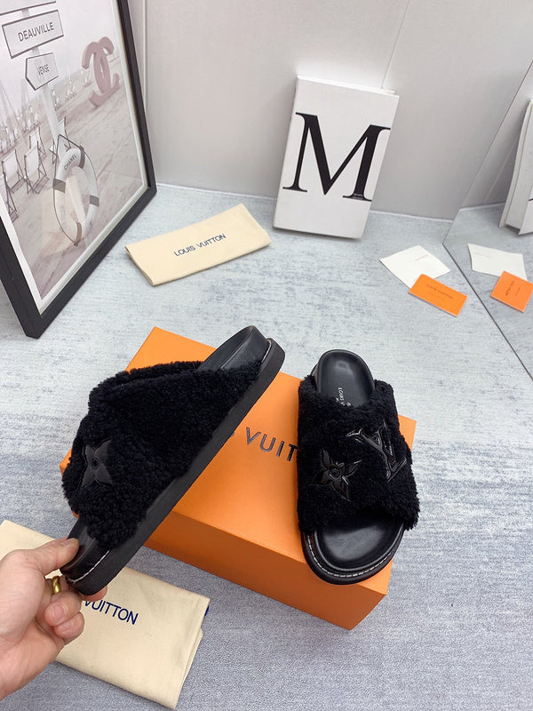 Louis Vuitton Grey Platform Heels - Full Silhouette View