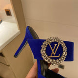Louis Vuitton Black Block Heel Pumps - Heel Detail View