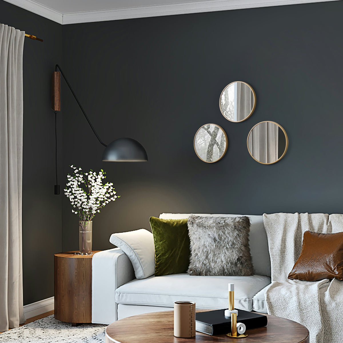 Gold round Small Decorative Wall Mirror Set