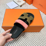 Hermès White Block Heel Sandals - Back View