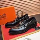 Hermès Grey Loafer Flats - Front View