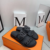 Hermès Grey Classic Ballet Flats - Angled View