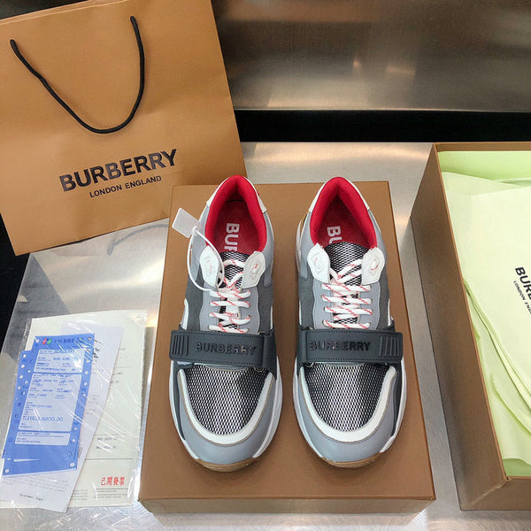 Burberry Grey Combat Boots - Side Profile View