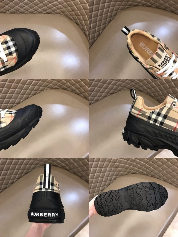 Burberry Camel Block Heel Pumps - Side Profile View