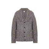 Close-up of Bottega Veneta cardigans hardware and fine stitching