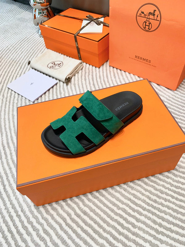 Hermès Grey Flat Thong Sandals - Lifestyle Styling Shot