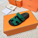 Hermès Grey Flat Thong Sandals - Lifestyle Styling Shot