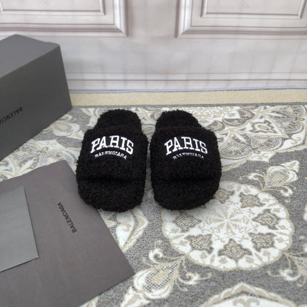 Balenciaga Grey Slide Sandals - Side Profile View