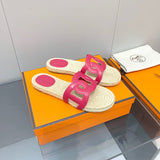 Hermès Beige Espadrille Wedge Sandals - Sole Detail View