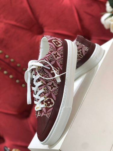Louis Vuitton Burgundy Classic Ballet Flats - Full Silhouette View