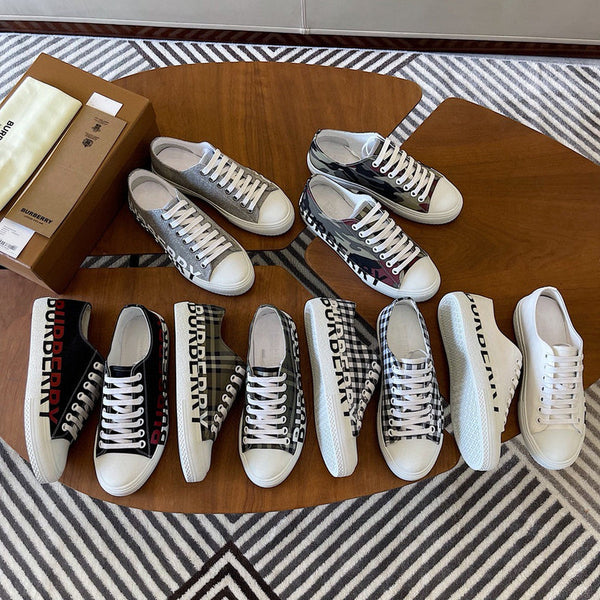 Burberry Nude High-Top Sneakers - Side Profile View
