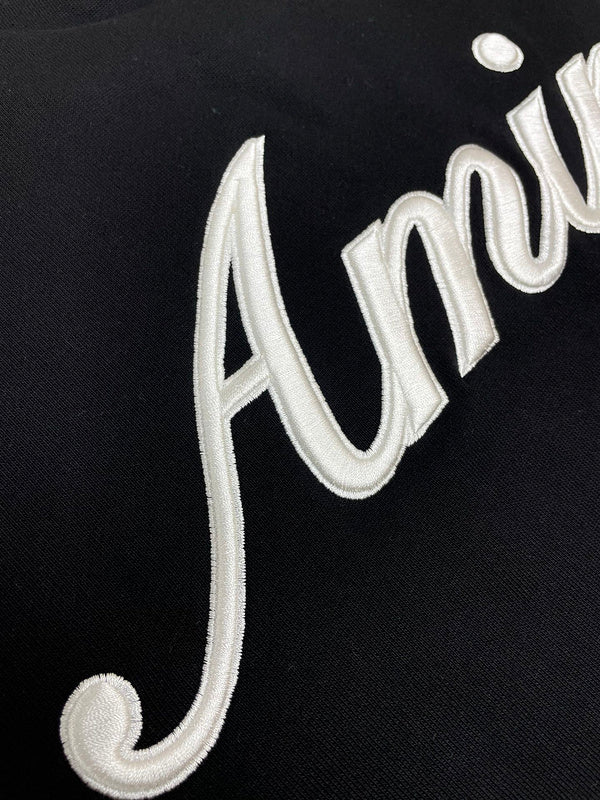 Close-up of Amiri hoodie craftsmanship
