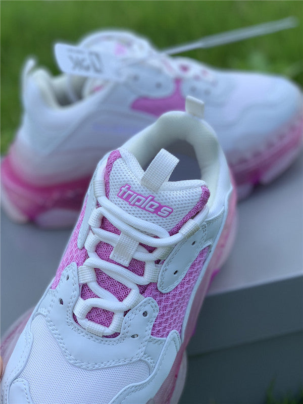 Balenciaga White Chunky Platform Sneakers - Angled View