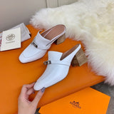 Hermès Beige Slingback Heels - Heel Detail View