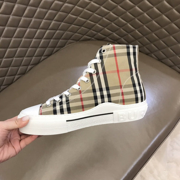 Burberry Red Ankle Strap Heels - Angled View